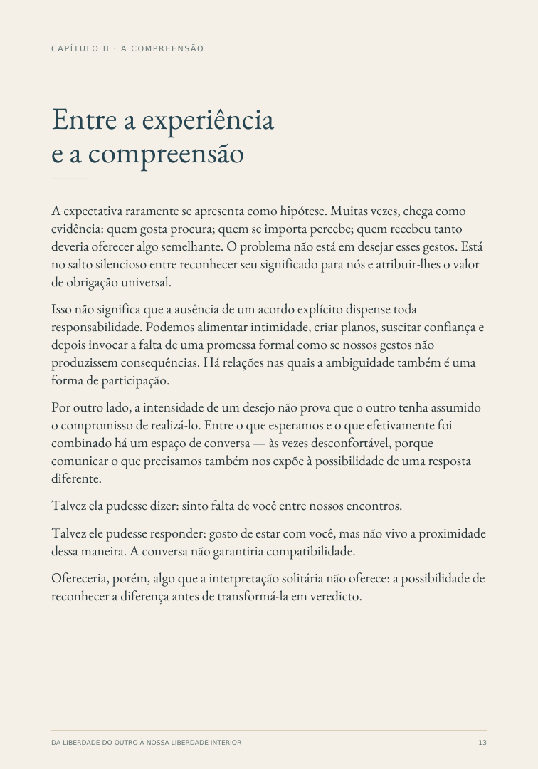 Página 13 do livro: Entre a experiência e a compreensão